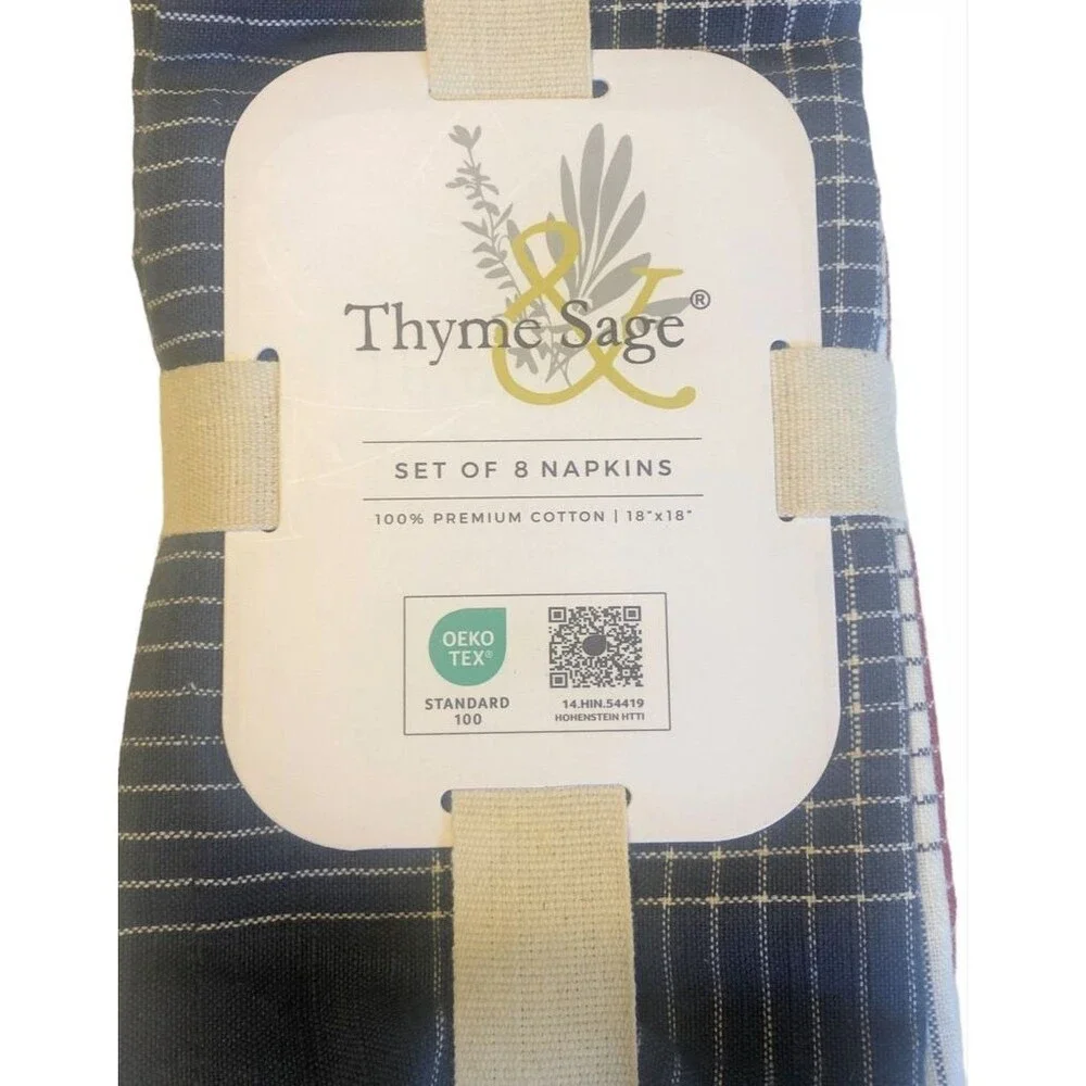 Thyme Sage Napkins Fabric Red White Blue 18x18